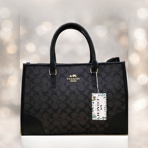 Coach Signature Print Tote Bag for Women with Double Top Handles and Spacious Everyday Carry Design -
