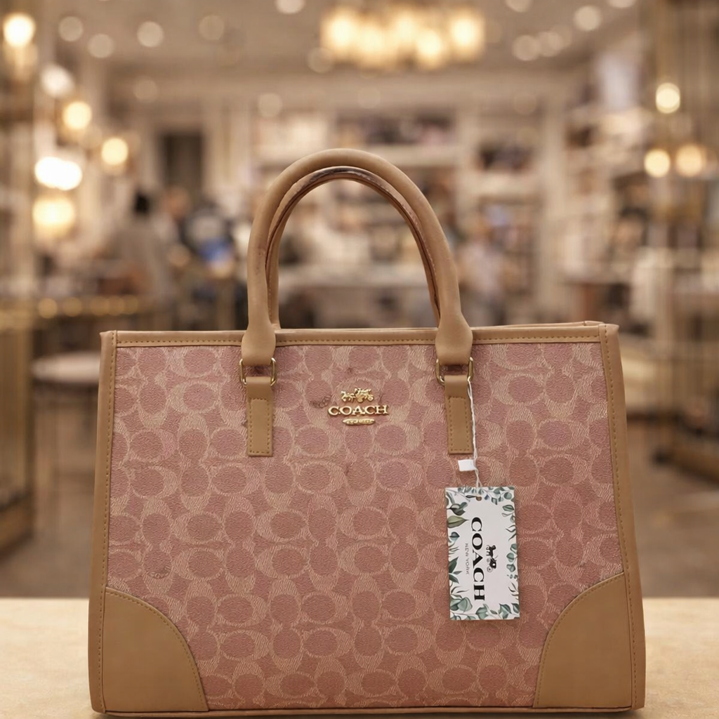 Coach Signature Print Tote Bag for Women with Double Top Handles and Spacious Everyday Carry Design -