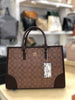 Coach Signature Print Tote Bag for Women with Double Top Handles and Spacious Everyday Carry Design -